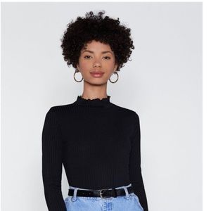 Nasty Gal Black Ribbed Bodysuit